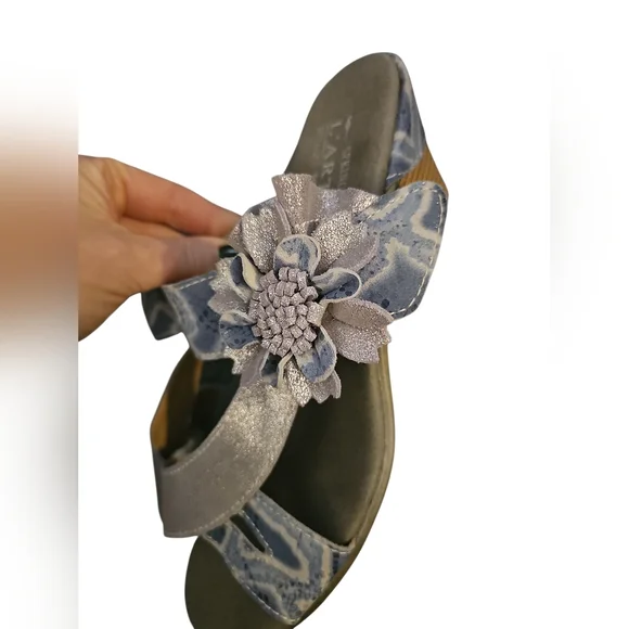 L'artiste Spring Step Cassana Size Eu 39 Blue/silver Leather Slide 8.5 New SH223 - Picture 3 of 8